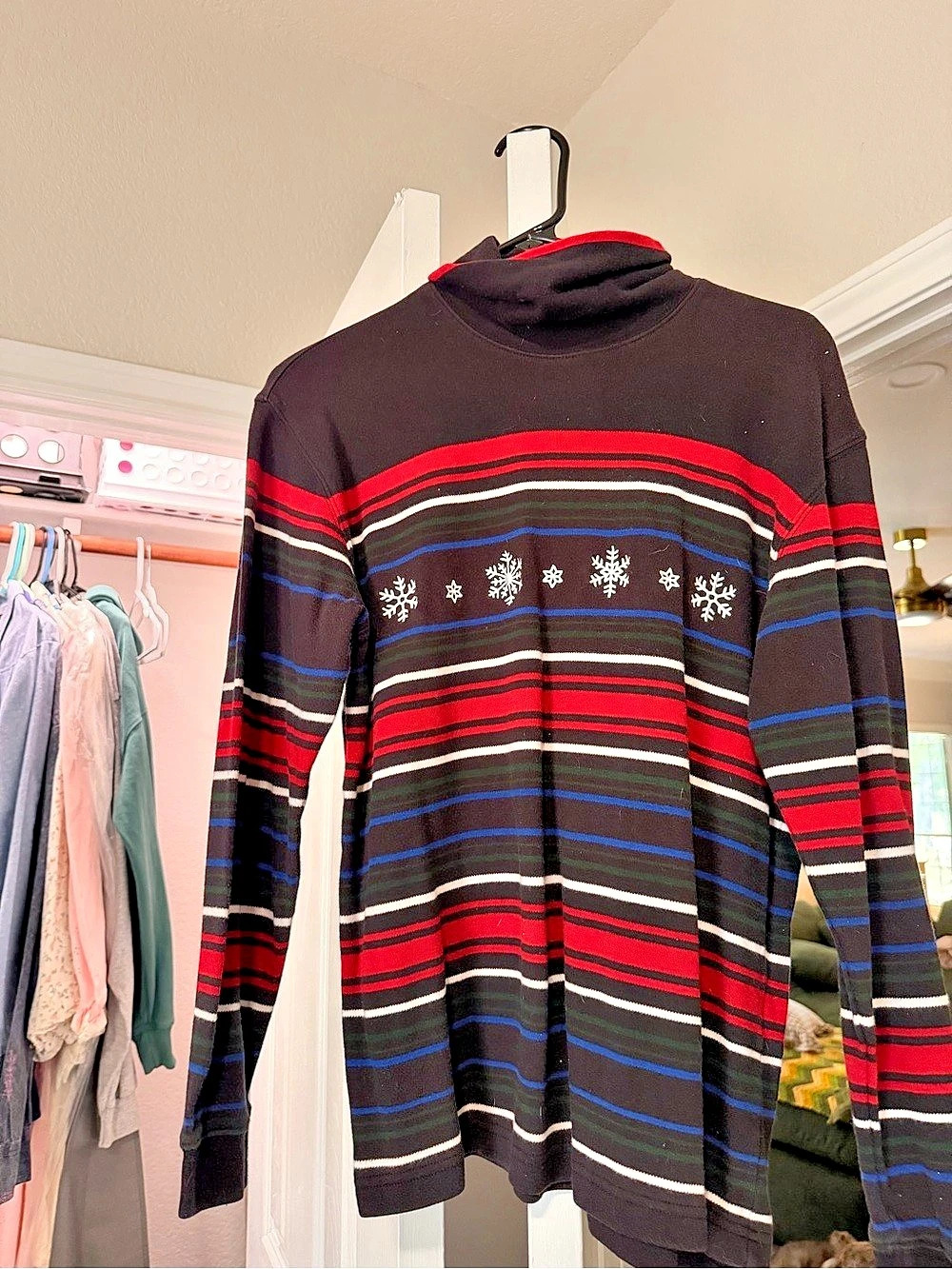 Talbots Striped snowflake Turtleneck Sweater
